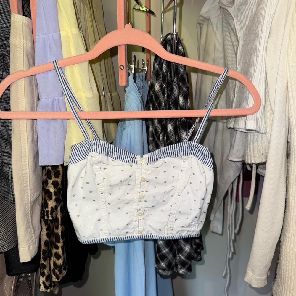 Abercrombie White Embellished Crop Top